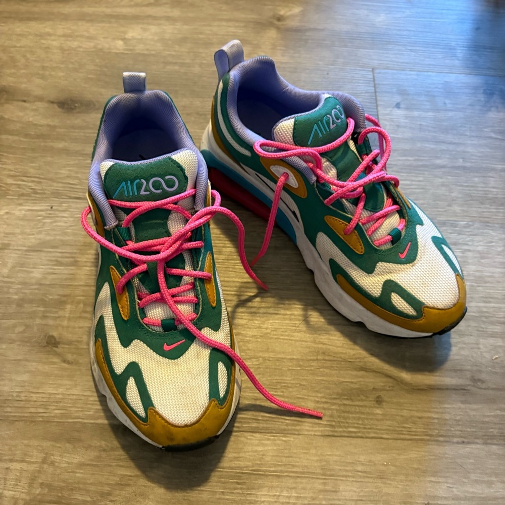 Nike Airmax Sneakers with Green and Pink Accents
